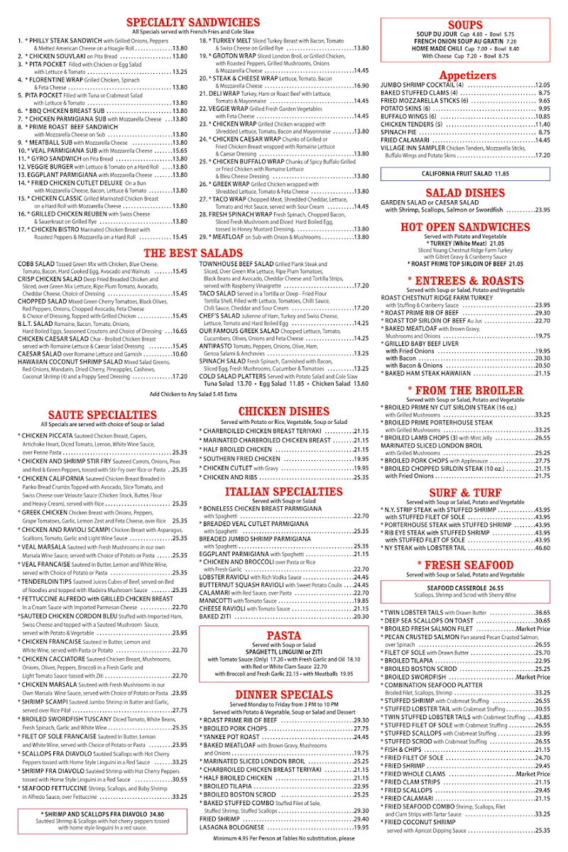Groton Townhouse Restaurant Menu - Image 1